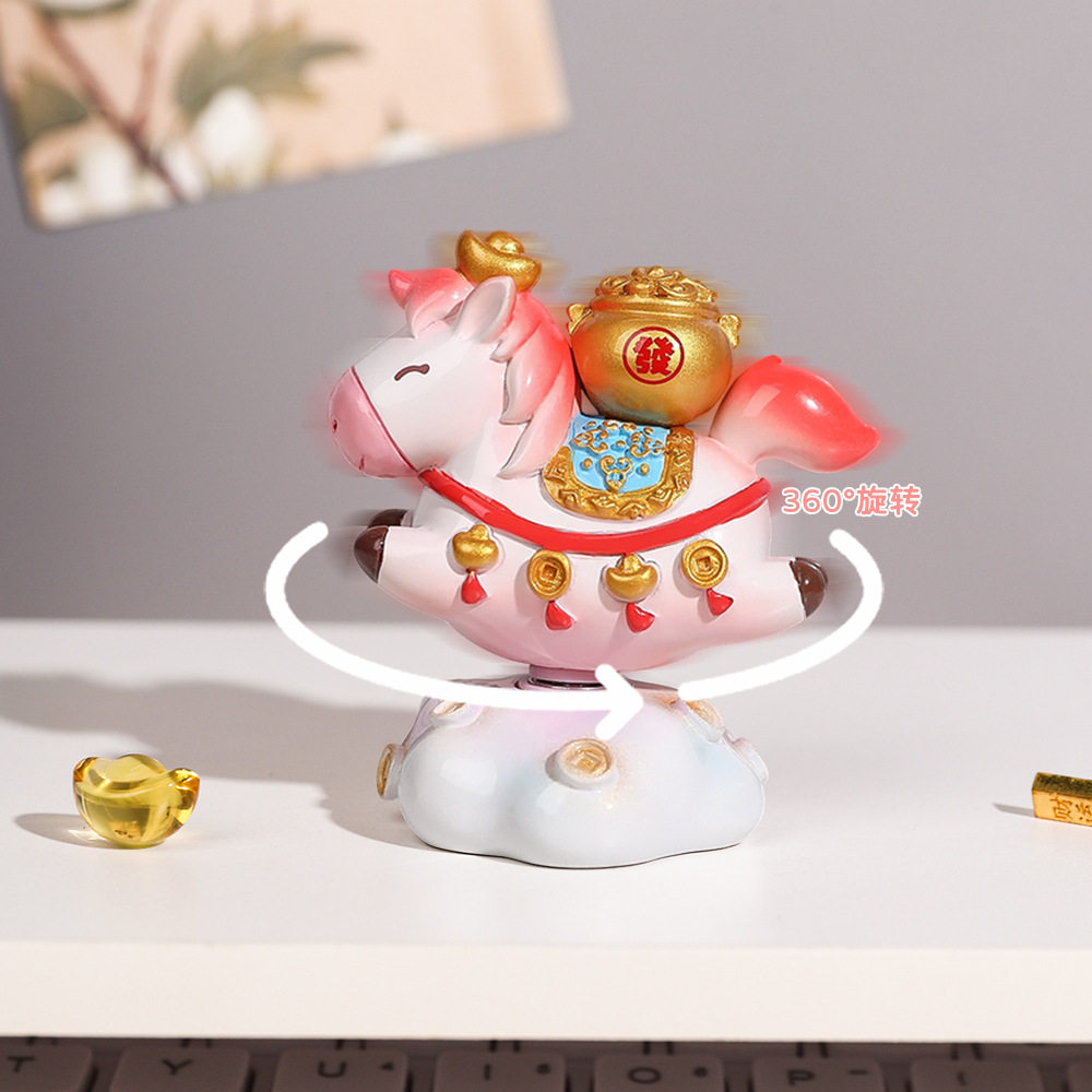 转转乐小財马生肖马年车载摆件解压治愈中控台装饰用品文创同款女