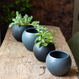 陶瓷小花盆圆形小号桌面装饰小盆栽多肉植物小型绿植花盆陶盆透气