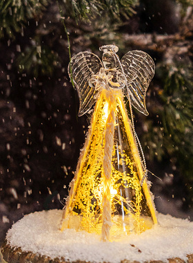 圣诞天使玻璃灯发光装饰摆件