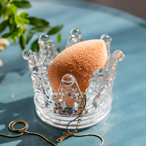 创意美妆蛋海绵收纳盒子托架玻璃