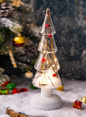 掬涵圣诞装饰发光玻璃桌