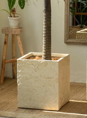 龟背竹花盆大号客厅落地轻奢高级感侘寂风特大号仿陶瓷大花盆北欧