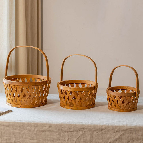 手工编织杉木片收纳筐鸡蛋储物篮