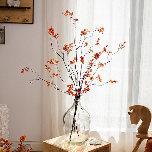 禅意仿真花干花装饰秋叶插花摆件