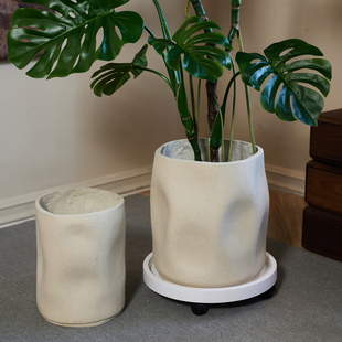 不规则造型花盆大号简约北欧落地盆栽花盆仿陶瓷花盆镁泥种树盆