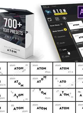 700+文字动画特效预设包AE脚本 Atom Text Presets