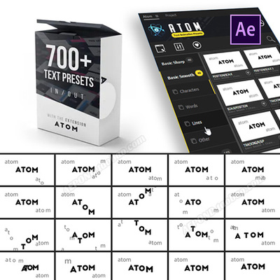 700+文字动画特效预设包AE脚本 Atom Text Presets