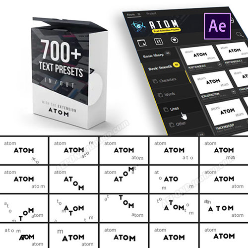 700+文字动画特效预设包AE脚本 Atom Text Presets