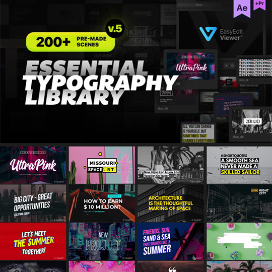 212组文字排版动画字幕AE脚本+PR图形模板