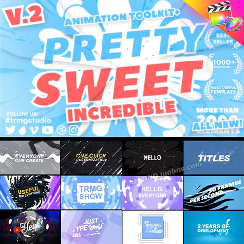 水流液体MG动画元素2D卡通特效FCPX模板 Pretty Sweet