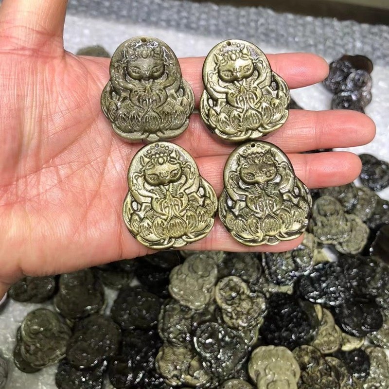 厂家天然金银曜石九尾狐狸吊坠男女款毛衣链吊坠饰品狐狸配件,饰品/流行首饰/时尚饰品新,摆件,淘宝优惠券,粉丝福利购,淘宝优惠卷