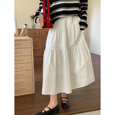 海曼女装月光序曲 简约拼接设计感高腰A字半身裙ZY4043