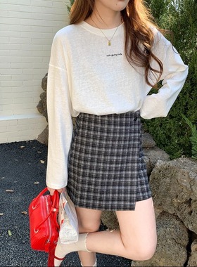 海曼女装早春新款 韩系字母刺绣圆领宽松长袖T恤HZ53933