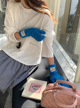 海曼女装早春新款 韩系简约字母印花宽松长袖T恤HZ53934