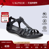 夏季 新款 魔术贴休闲凉鞋 Ecco爱步女鞋 露趾平底罗马鞋 240873直邮