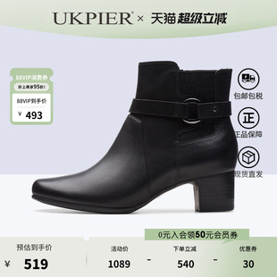 Damson clarks其乐女鞋 Mid现货 休闲短靴Un 靴坡跟时尚 春秋款 时装