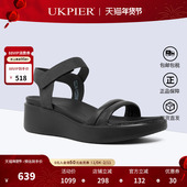 Ecco爱步女鞋 柔畅273303 休闲高跟一字带坡跟缓震凉鞋 夏季 新款