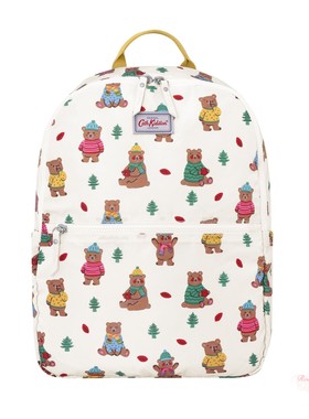 现货！Cath Kidston 黄色玫瑰圣诞熊大学生旅游双肩背包折叠书包