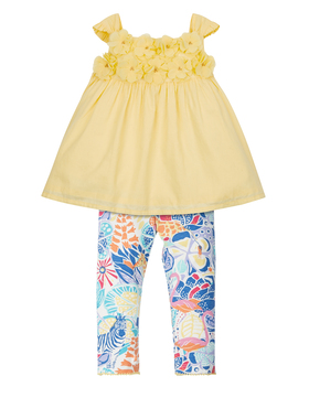 现货！Monsoon正品女宝宝女婴新生儿黄色花朵背心裤子套装