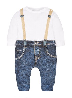男童全棉牛仔爬服连体衣现货