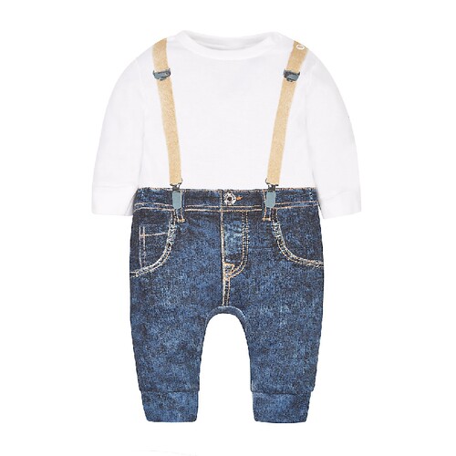 男童全棉牛仔爬服连体衣现货