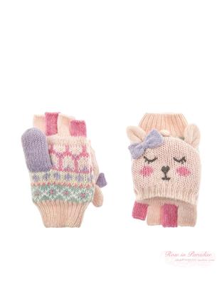 小兔独角兽毛线五指手套