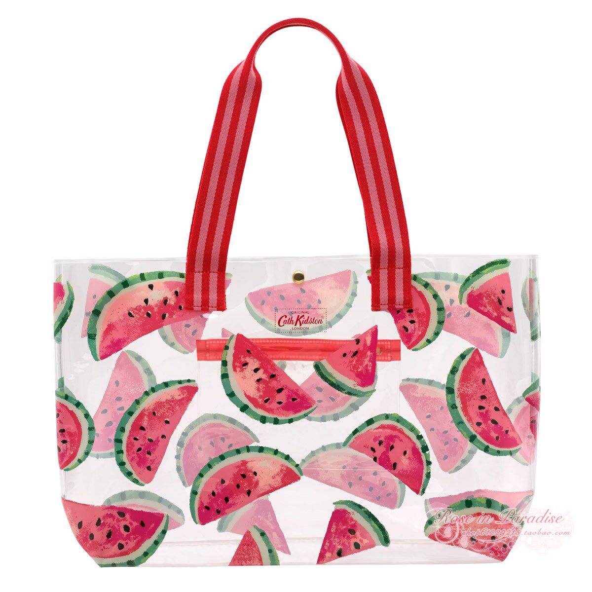 现货！cath kidston 透明 pvc 单肩包 西瓜印花 托特包 手提包