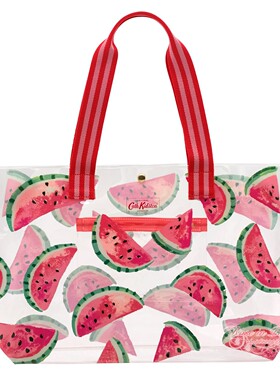 现货！cath kidston 透明 pvc 单肩包 西瓜印花 托特包 手提包