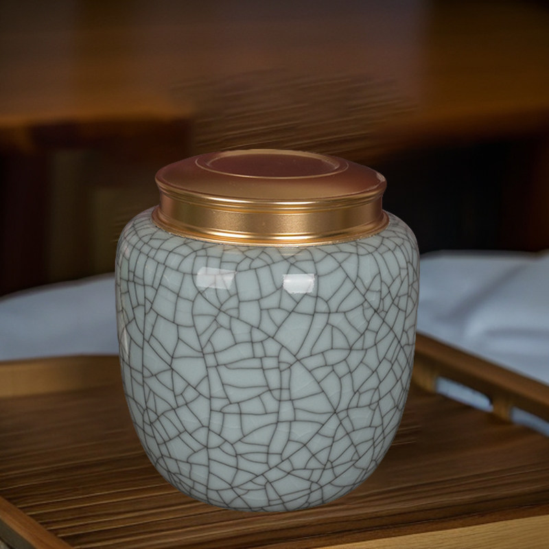 流转千年青瓷大号茶叶罐中式陶瓷家用大容量储茶罐带内盖密封罐