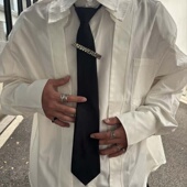 Papr原创小众定制领带男女高级感金属英文logo装 饰懒人领结配饰