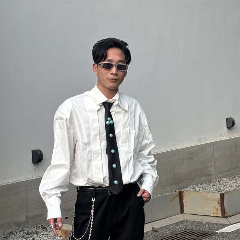 Papr原创复古绿松石纹铆钉领带异形设计领结衬衫小众式