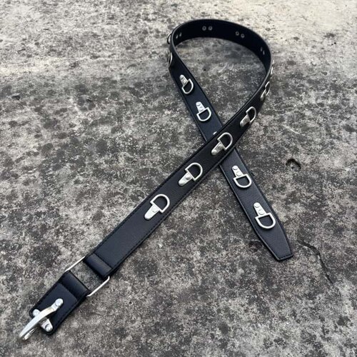 Thug club 25ss 挂扣式金属朋克风可调节马鞍扣牛皮腰带 韩