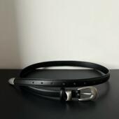 现货PAPR黑色复古百搭通勤金属头层牛皮裤 腰带皮带