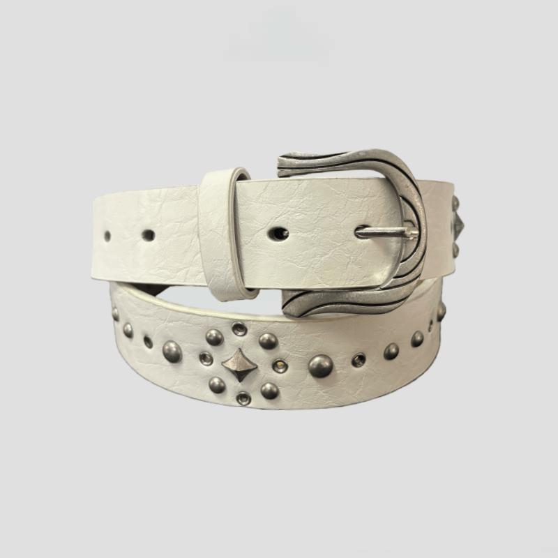 IN EXISTENCE存世24FW裂纹铆钉做旧头层牛皮复古腰带