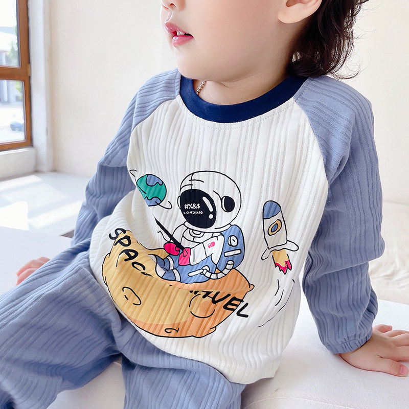 儿童睡衣春秋男童长袖家居服女童小孩宝宝纯棉套装卡通秋冬季薄款