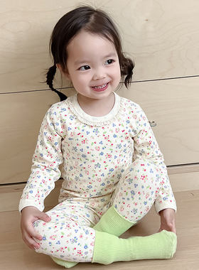 小碎花女童家居服纯棉秋冬内衣