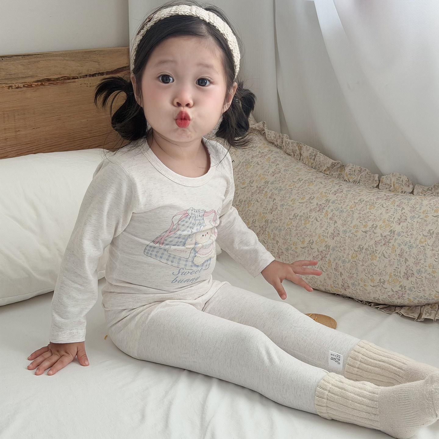 彩棉儿童薄款内衣套装春秋女童无骨秋衣秋裤纯棉莱卡套装男童睡衣