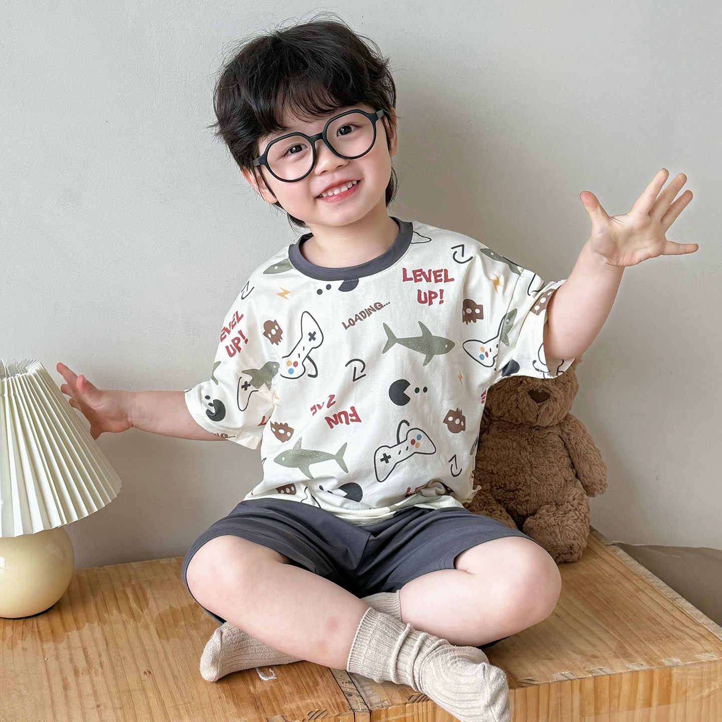 短袖短裤儿童睡衣纯棉夏季薄款