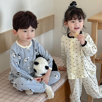春夏儿童薄款A类呼吸棉长袖睡衣