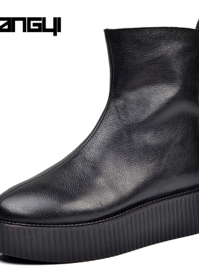 秋冬走秀款damir doma潮男厚底短靴水晶牛皮拉链街头朋克松糕男靴