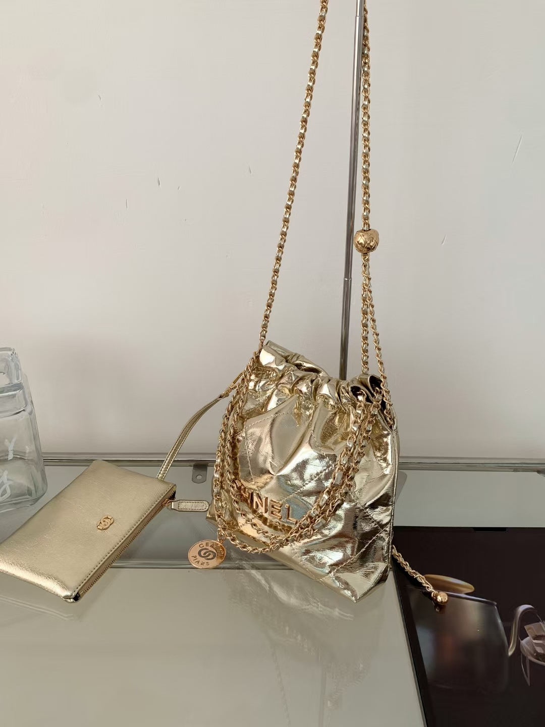 2025新款小香风荧光亮面mini垃圾袋包时尚精致手拎单肩斜挎包小包