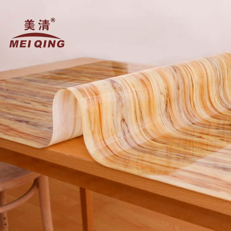 仿木纹桌布树皮纹餐桌垫水晶板防水彩色不透明pvc软玻璃桌布日本