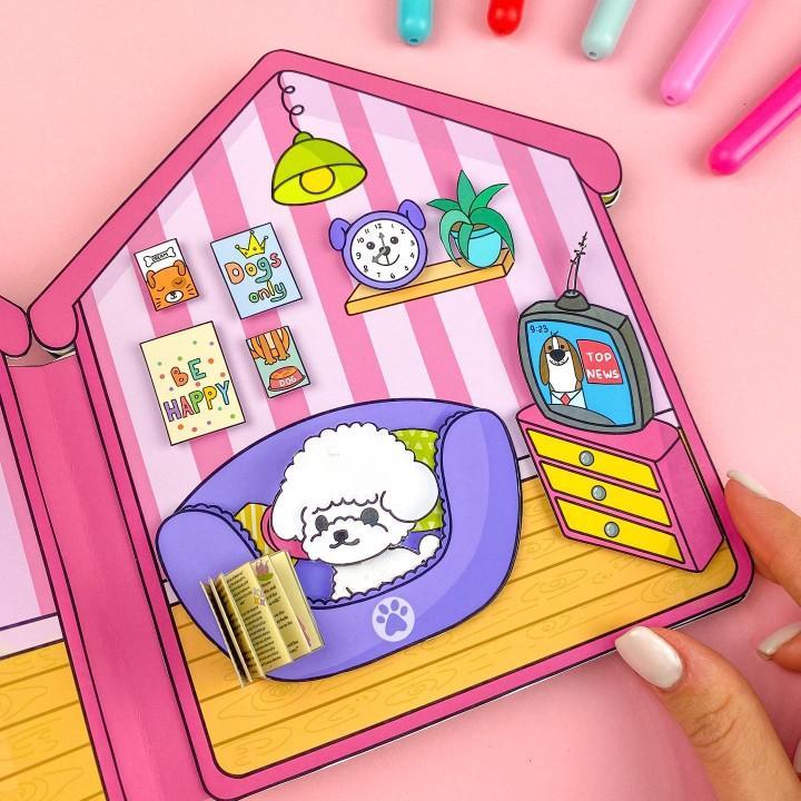 LITTLE RED BOOK DOLL HOUSE DRESS-UP PUPPY HOUSE QUIET BOOK EARLY CHILDHOOD EDUCATION ENLIGHTENMENT PUZZLE PARENT-CHILD INTERACTIVE TOY BOOK