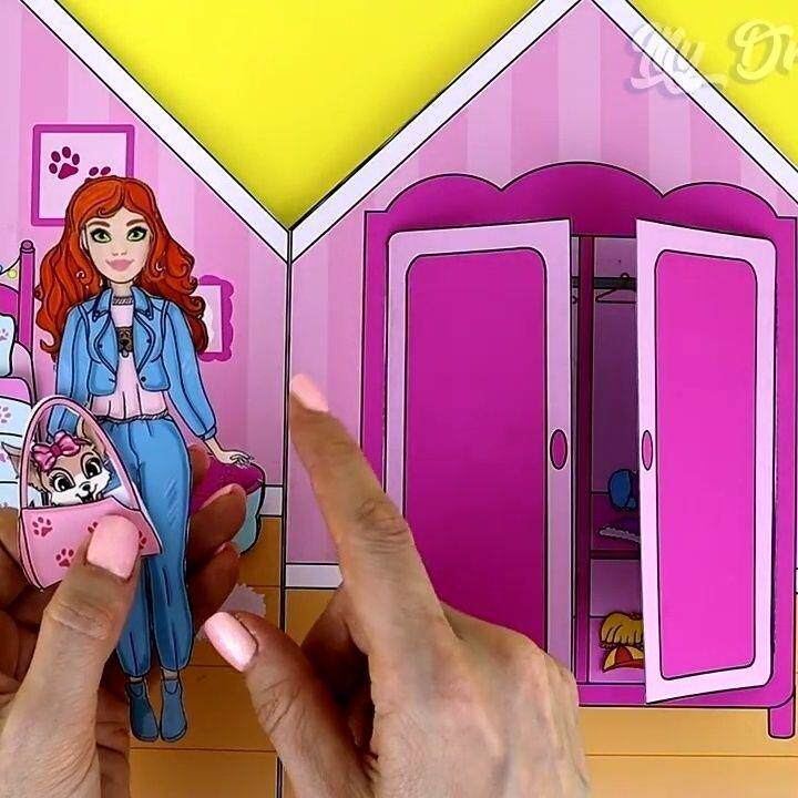 DARK PINK DRESS UP DOLL HOUSE | DIY HANDMADE DECOMPRESSION PUZZLE QUIET BOOK PARENT-CHILD INTERACTIVE GIRL TOY BOOK