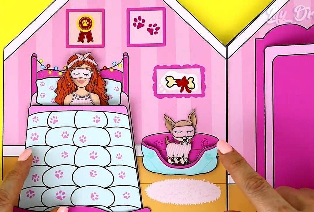 DARK PINK DRESS UP DOLL HOUSE | DIY HANDMADE DECOMPRESSION PUZZLE QUIET BOOK PARENT-CHILD INTERACTIVE GIRL TOY BOOK