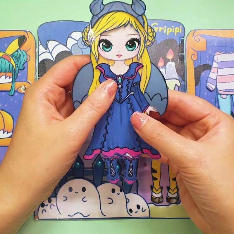HALLOWEEN DRESS UP DOLL FUN DECOMPRESSION DIY HANDMADE GAME TOYS QUIET BOOK SCENE PLAY BEAN BOOK