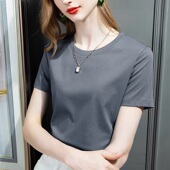 体恤 半袖 80支冰丝光棉纯棉纯色宽松排汗正肩短袖 女t恤2026夏季