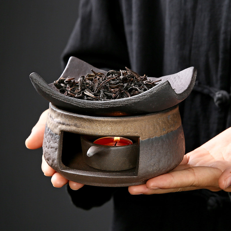 日式粗陶香薰蜡烛加热煮茶炉