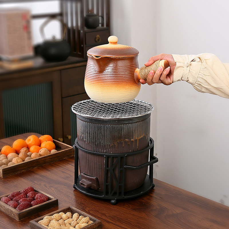 复古陶瓷煮茶炉炭加热圆形底座带支架家用烘烤火炉明火围炉煮奶茶,餐饮具,煮茶炉,淘宝优惠券,粉丝福利购,淘宝优惠卷