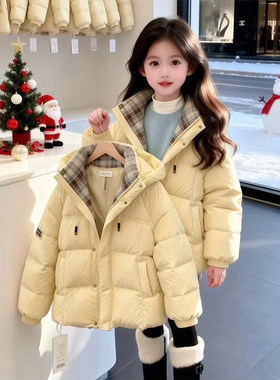 女童新款棉服冬季加厚2025新款超好看连帽棉衣中大童女孩冬装棉袄